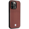 Original Handyhülle IPHONE 14 PRO BMW Leather Diamond Pattern (BMHCP14L22RFGR) burgund