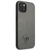 Original Handyhülle IPHONE 13 MINI Guess Hardcase Saffianotriangle Logo (GUHCP13SPSATLG) silber