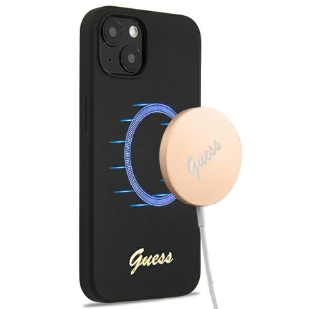 Guess GUHMP13MLSLMGBK iPhone 13 6.1 &quot;black / black hardcase Silicone Script Gold Logo