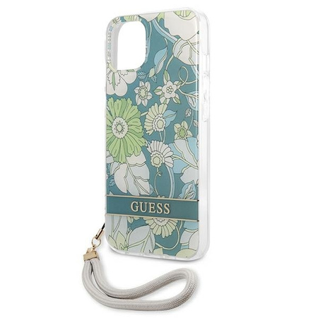 Schutzhülle IPHONE 13 Guess Hardcase Flower Strap (GUHCP13MHFLSN) grün