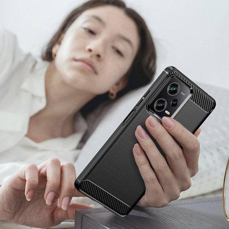 Carbon Case etui Xiaomi Poco X5 5G / Redmi Note 12 5G elastyczny silikonowy karbonowy pokrowiec czarne