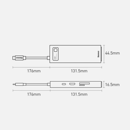 Baseus Metal Gleam 8w1 wielofunkcyjny HUB USB Typ C - USB Typ C Power Delivery 100W / HDMI 4K 30Hz / czytnik kart SD i microSD / 3x USB 3.2 Gen 1 / RJ45 1Gbps niebieski (WKWG000103)