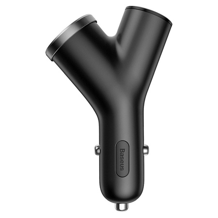 Baseus Y Type Car Charger ładowarka samochodowa 2x USB + gniazdo zapalniczki 3.4A czarny (CCALL-YX01)