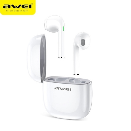 AWEI słuchawki Bluetooth 5.0 T28 TWS + stacja dokująca biały/white