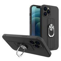 Ring Case silikonowe etui z uchwytem na palec i podstawką do iPhone 13 mini czarny