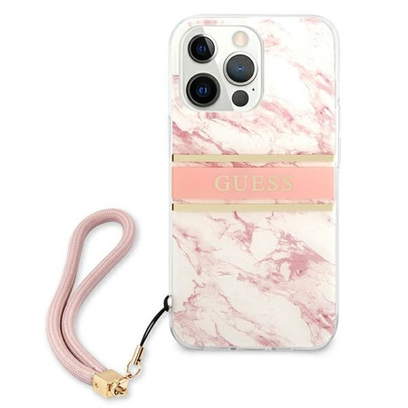 Guess GUHCP13XKMABPI iPhone 13 Pro Max 6,7" różowy/pink hardcase Marble Strap Collection