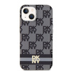 DKNY DKHMP14SHCPTSK iPhone 14 / 15 / 13 6.1" czarny/black hardcase IML Checkered Mono Pattern & Printed Stripes MagSafe