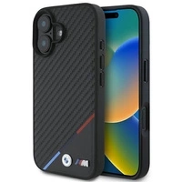 BMW M Carbon Tricolor Line MagSafe Hülle für iPhone 16 - schwarz