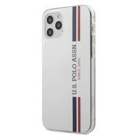 US Polo Assn Shiny Tricolor Stripes - Etui iPhone 12 / iPhone 12 Pro (biały)