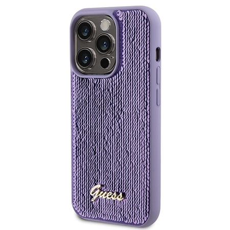 Guess Sequin Script Metal case for iPhone 15 Pro Max - purple