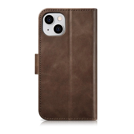 iCarer Oil Wax Wallet Case 2in1 Cover iPhone 14 Plus Anti-RFID Leather Flip Case Brown (WMI14220723-BN)