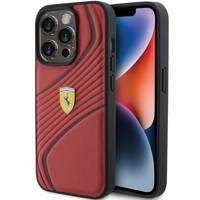 Etui Ferrari Twist Metal Logo na iPhone 15 Pro - czerwone