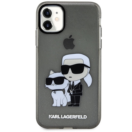 Oryginalne Etui IPHONE 11 / XR Karl Lagerfeld Hardcase Gliter Karl&Choupette (KLHCN61HNKCTGK) czarne