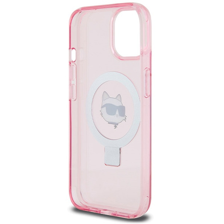 Karl Lagerfeld KLHMP15SHMRSCHP iPhone 15 6.1&quot; pink/pink hardcase Ring Stand Choupette Head MagSafe