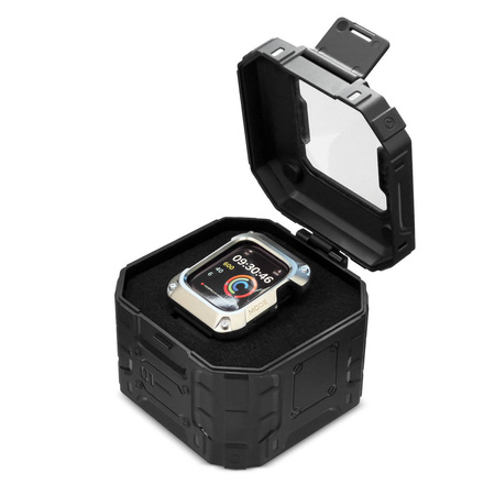 Kingxbar CYF148 2in1 Rugged Case für Apple Watch SE, 6, 5, 4 (44 mm) Edelstahl mit Armband Schwarz