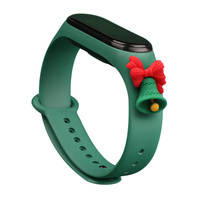 Strap Xmas replacement band strap for Xiaomi Mi Band 4 / Mi Band 3 Christmas holidays dark (green bell)