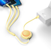 Baseus Bright Mirror 2 kabel przewód 3w1 USB Typ A - micro USB + Lightning + USB Typ C 3.5A 1.1m żółty (CAMJ010011)