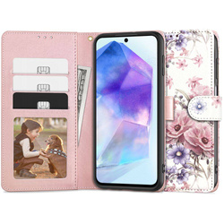 Etui SAMSUNG GALAXY A55 5G Tech-Protect Wallet Blossom Flower różowe