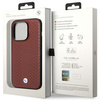 Original Handyhülle IPHONE 14 PRO BMW Leather Diamond Pattern MagSafe (BMHMP14L22RFGR) burgund