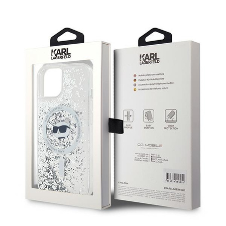 Karl Lagerfeld KLHMP15SLGCHSGH iPhone 15 / 14 / 13 6.1" hardcase transparent Liquid Glitter Choupette Head Magsafe