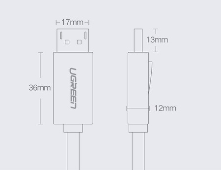 Ugreen kabel przewód DisplayPort 1.2 4K 3 m czarny (DP102 10212)