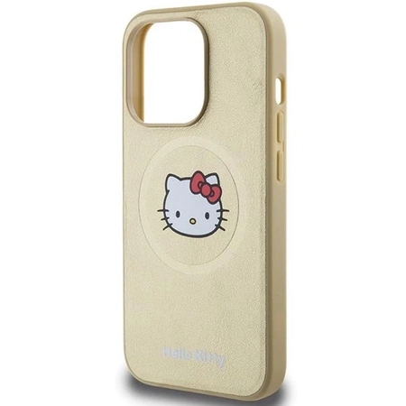 Hello Kitty Leather Kitty Head MagSafe Hülle für iPhone 15 Pro – Gold