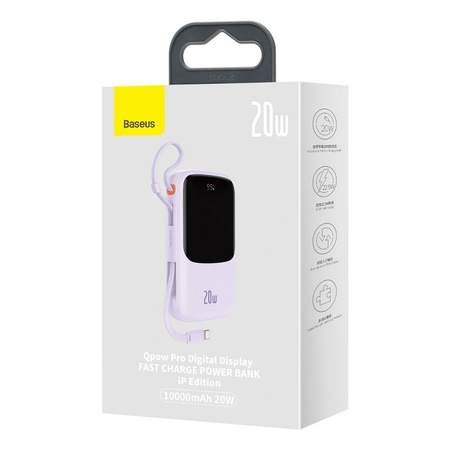 Baseus Qpow power bank 10000mAh built-in Lightning 20W Quick Charge cable SCP AFC FCP purple (PPQD020005)