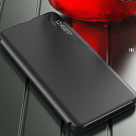 Eco Leather View Case für Xiaomi Redmi 11A / Poco C55 / Redmi 12C mit Klappständer schwarz