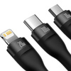 Baseus kabel 3w1 Flash II USB + USB-C - Lightning + USB-C + microUSB 1,5 m 3,5A czarny 100W