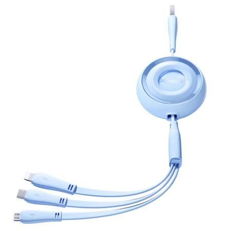 Joyroom S-A40 Colourful Series 3in1 einziehbares Kabel USB-A auf USB-C / Lightning / microUSB 1 m – blau