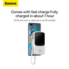 Baseus Qpow power bank 10000mAh wbudowany kabel USB Typu C 22.5W Quick Charge SCP AFC FCP biały (PPQD020102)