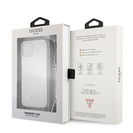 Guess GUHCP12MKC4GSSI iPhone 12/12 Pro 6,1" Transparent hardcase 4G Silver Chain