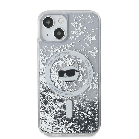 Karl Lagerfeld KLHMP15SLGCHSGH iPhone 15 / 14 / 13 6.1" hardcase transparent Liquid Glitter Choupette Head Magsafe