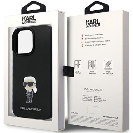 Karl Lagerfeld nakładka do iPhone 14 Pro Max 6,7" KLHCP14XSMHKNPK czarna HC Silicone Ikonik Metal Pin