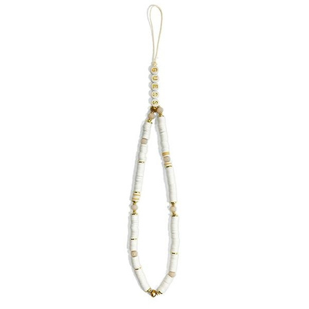 Guess zawieszka GUSTPEARW Phone Strap biały/white Heishi Beads