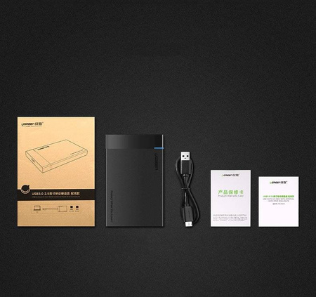 Ugreen kieszeń na dysk HDD SSD obudowa dysku SATA 2,5'' USB 3.2 Gen 1 (5 Gbps) micro USB SuperSpeed + kabel 0,5 m czarny (US221 30848)