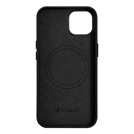 iCarer Litchi Premium Leather Case iPhone 14 Magnetic Leather Case with MagSafe Black (WMI14220709-BK)