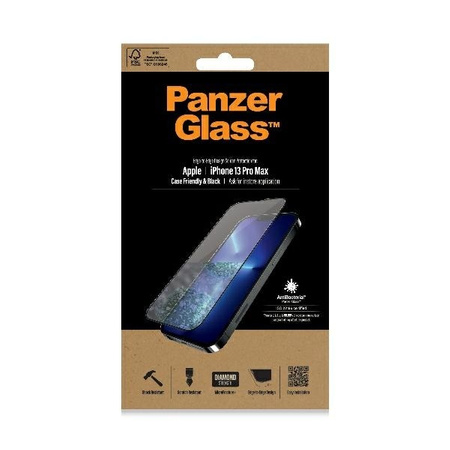 Tempered Glass 5D IPHONE 13 PRO MAX PanzerGlass E2E Microfracture Case Friendly AntiBacterial (o2746) black