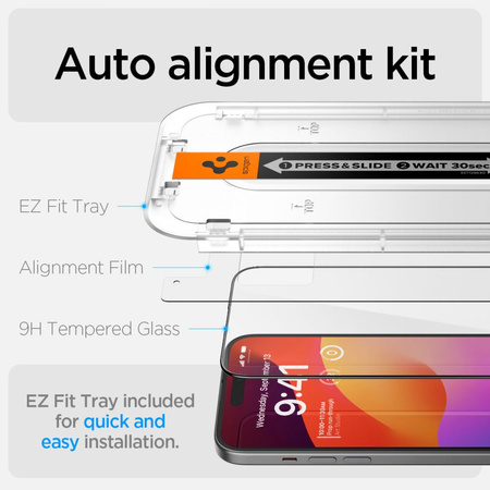 TEMPERED GLASS Spigen GLAS.TR &quot;EZ FIT&quot; FC 2-PACK IPHONE 15 PLUS BLACK