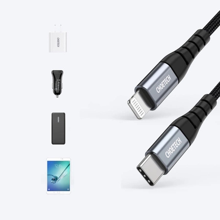 Choetech IP0041 USB-C / Lightning MFi 480 Mbit/s 3A 2 m Kabel – Schwarz