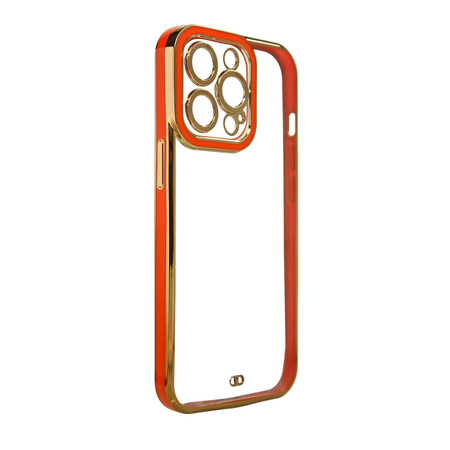 Fashion Case for iPhone 13 Pro Max Gold Frame Gel Cover Red