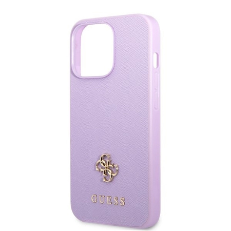 Original Case IPHONE 13 PRO MAX Guess Hardcase Saffiano 4G Small Metal Logo purple