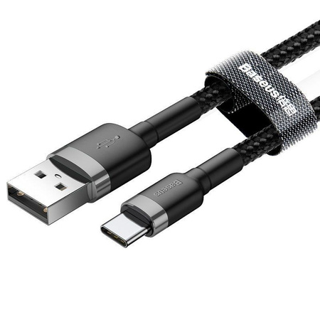 Baseus Kabel USB TYP C USB-C 2A 3M Nylonowy wytrzymały Cafule szary+czarny CATKLF-UG1