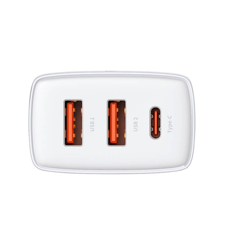 Baseus Compact szybka ładowarka sieciowa 2x USB / USB Typ C 30W 3A Power Delivery Quick Charge biały (CCXJ-E02)