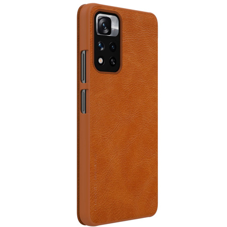 Nillkin Qin Case Cover for Xiaomi Redmi Note 11 Pro + (China) / Redmi Note 11 Pro (China) Camera Protector Holster Cover Flip Cover Brown