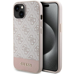 Guess nakładka do iPhone 15 Pro Max 6,7&quot; GUHCP15SG4GLPI HC PC/TPU 4G PU BOTTOM STRIPE różowa