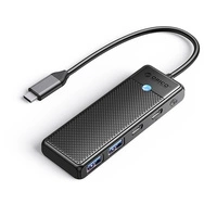 HUB 4-portowy input: USB-C 3.0 PD100W / output: 2x USB-A 3.0 + USB-C 3.0 przewód 0,15M - czarny