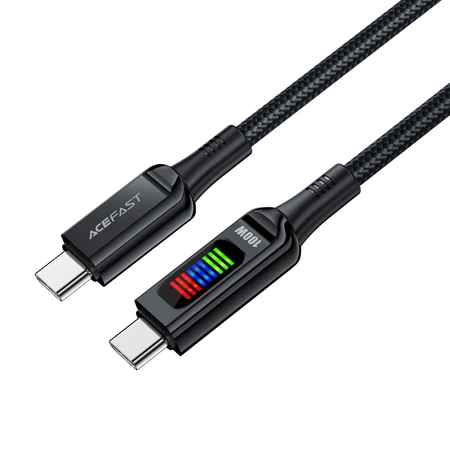 Acefast C7-03 USB-C USB-C 100 W 1,2 m Kabel mit Display – Schwarz