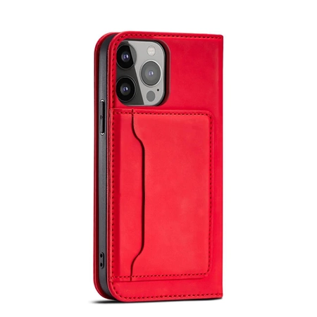 Magnet Card Case case for iPhone 14 flip cover wallet stand red