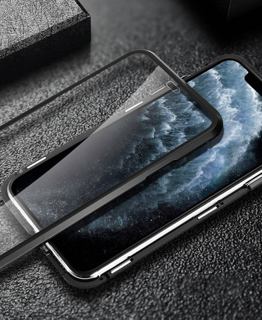 Wozinsky Magnetic Cam Slider Case magnetyczne etui 360 na cały telefon szkło na ekran osłona na aparat Huawei P40 czarny